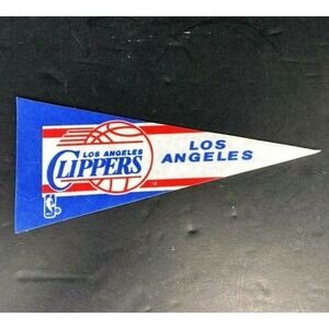 Vtg NBA Los Angeles Clippers White Blue Team Logo Mini Basketball Pennant 4x9